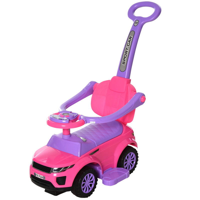 Pink and Purple 3-in-1 Kid's Ride-On Push Car