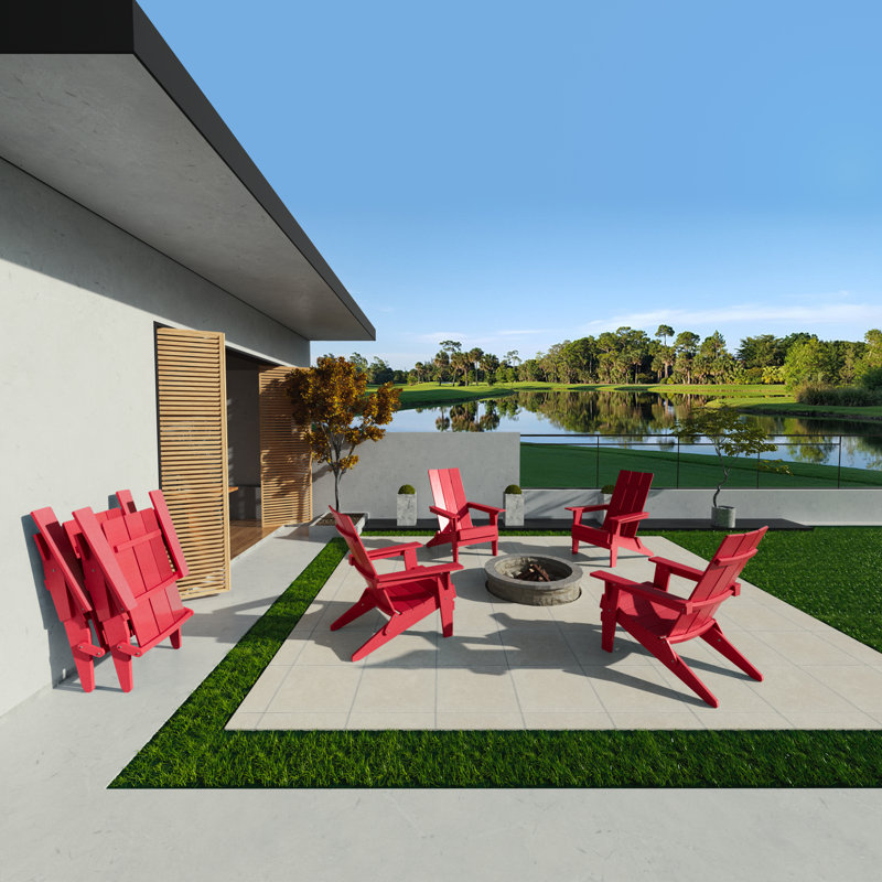 Chaise Adirondack pliante pour l'extérieur, Rouge