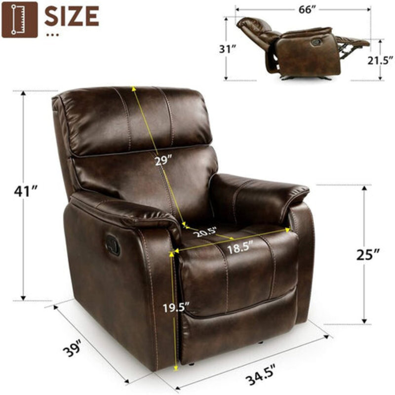 Fauteuil inclinable surdimensionné en cuir Vegan