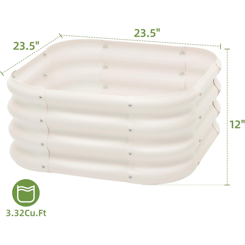 2-pack 2x1ft Galvanized Raised Garden Bed Milky White