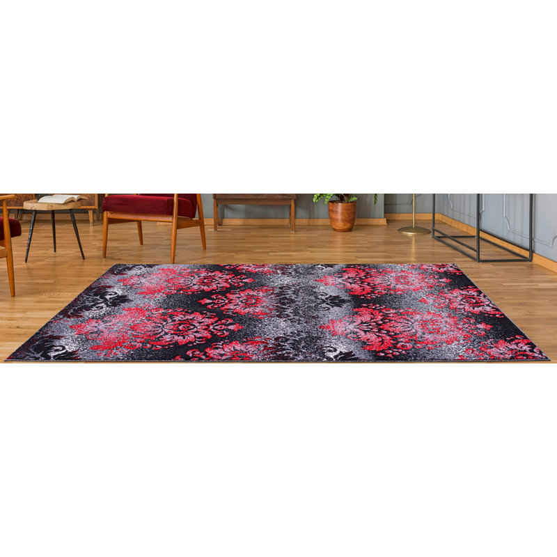 Tapis rouge / noir Creswell, Rectangle 7'10" x 10'5"