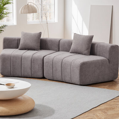 Canapé modulaire courbé en chenille avec canapé modulaire courbé et siège symétrique, avec 2 coussins, aucun assemblage requis pour le salon et la chambre à coucher