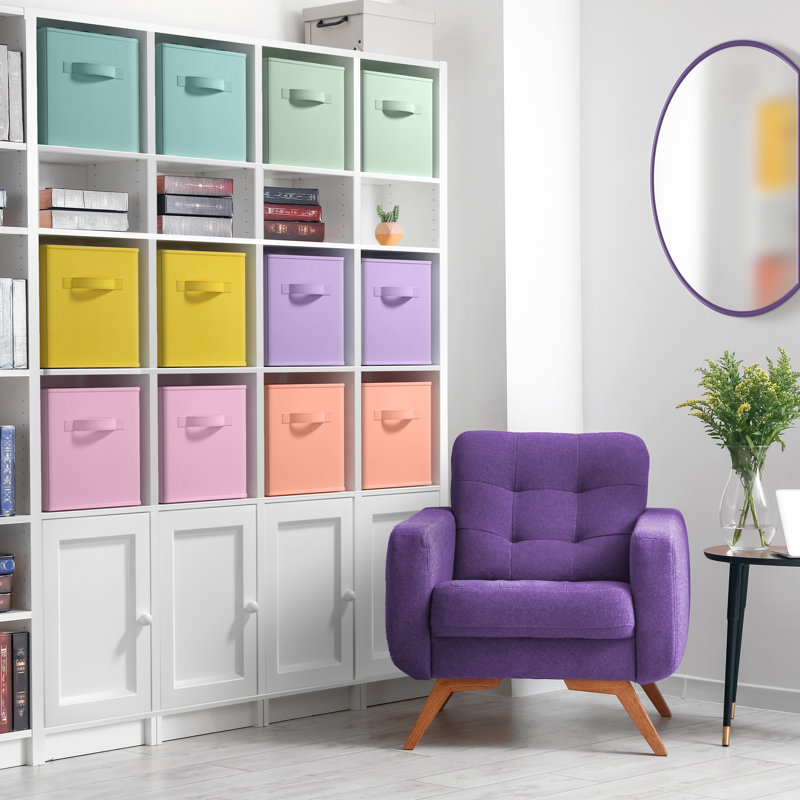 Bacs de rangement Sorbus 11 po - cubes de rangement pliables en tissu avec poignées, paquet de 12 - Rainbow Pastel