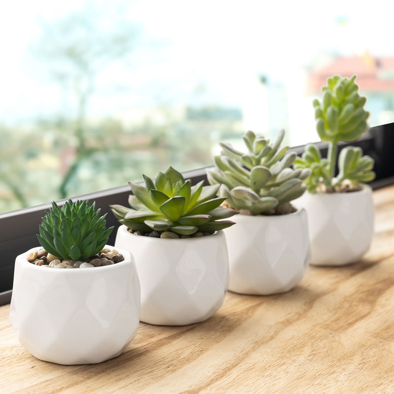 10.9cm Faux Succulent Plant in Ceramic Pot