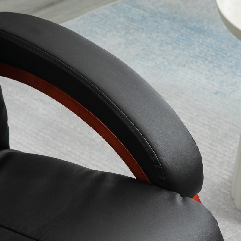 Fauteuil inclinable ergonomique manuel de 43 po de largeur avec repose-pieds, Similicuir noir