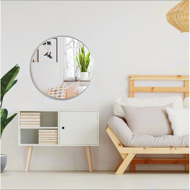 Miroir mural pour salle de bain, 32" x 32", Argent argent