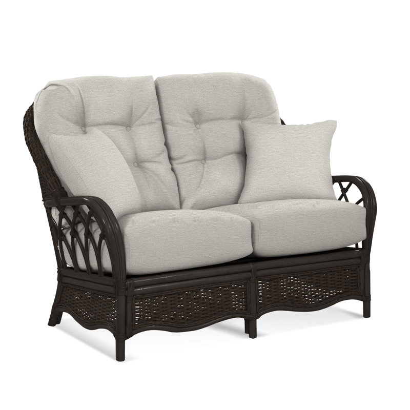 Everglade Loveseat, White Performance Fabric; 0851-94, Coffee