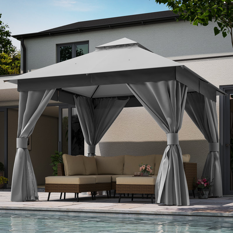Steel Patio Gazebo, Gray, 10 Ft. X 10 Ft.