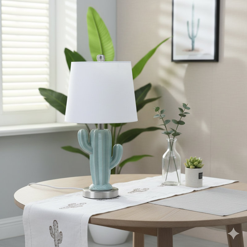 Lampe de table en céramique Cactus Plant