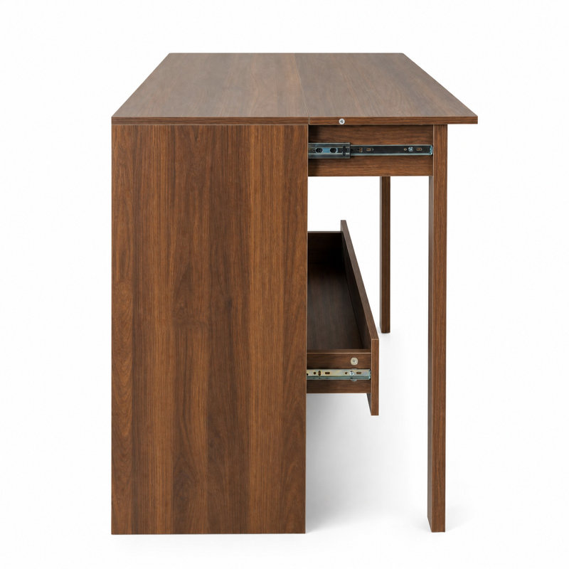 Bureau convertible pour bibliothèque avec tiroirs et casier ouvert - Bureau compact pour petites chambres et bureaux à domicile