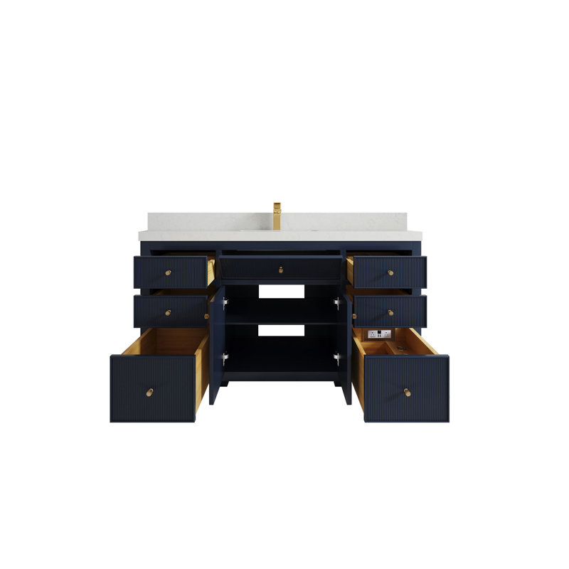 Meuble-lavabo double 60 po, Quartz de Carrare