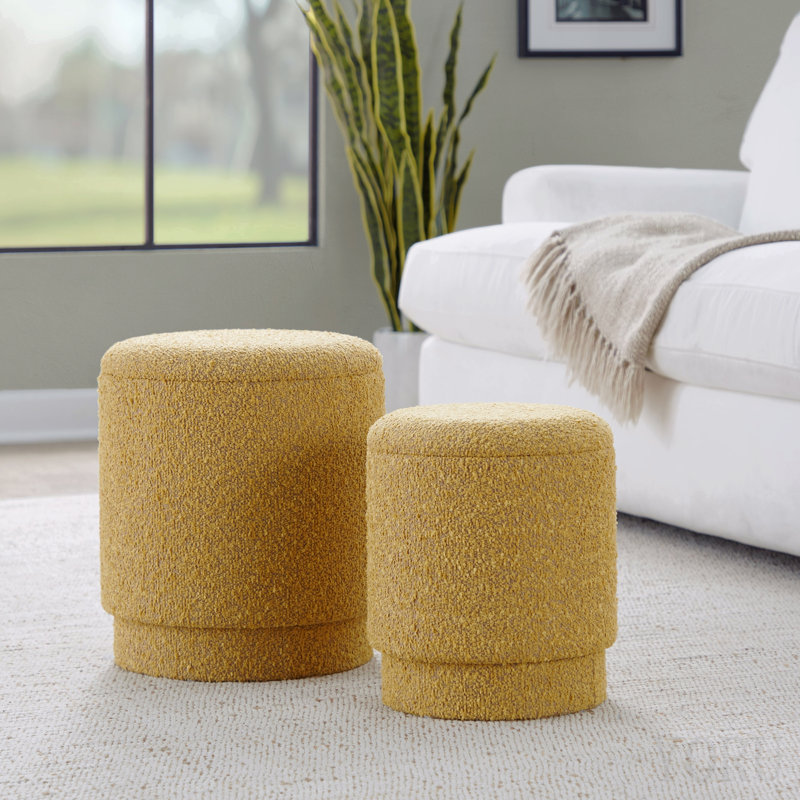 Ottoman Set In Yellow Fabric