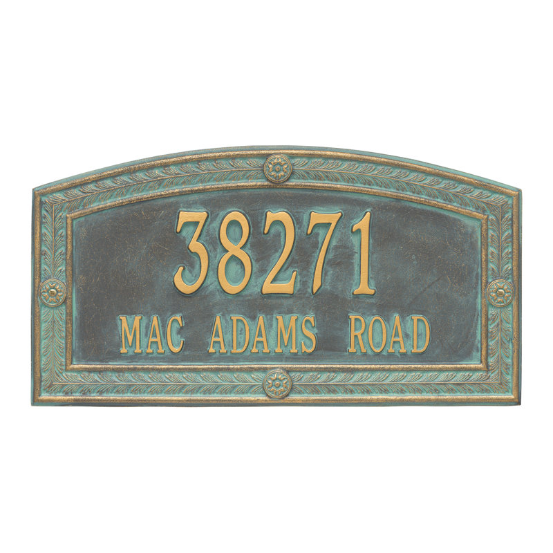 Plaque d'adresse murale sur 2 lignes Hamilton, Bronze, vert-de-gris, Oui