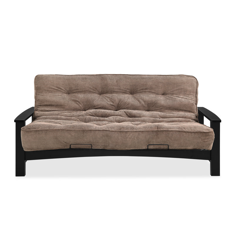 Futon et matelas Mccalla, Velours côtelé couleur chocolat