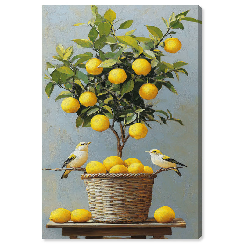 «Lemon Orchard Duet», art mural, H 30 po x l 20 po, Toile tendue
