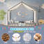 Lit de plancher en forme de maison avec auvent et balustrades hautes-845560666-845560646