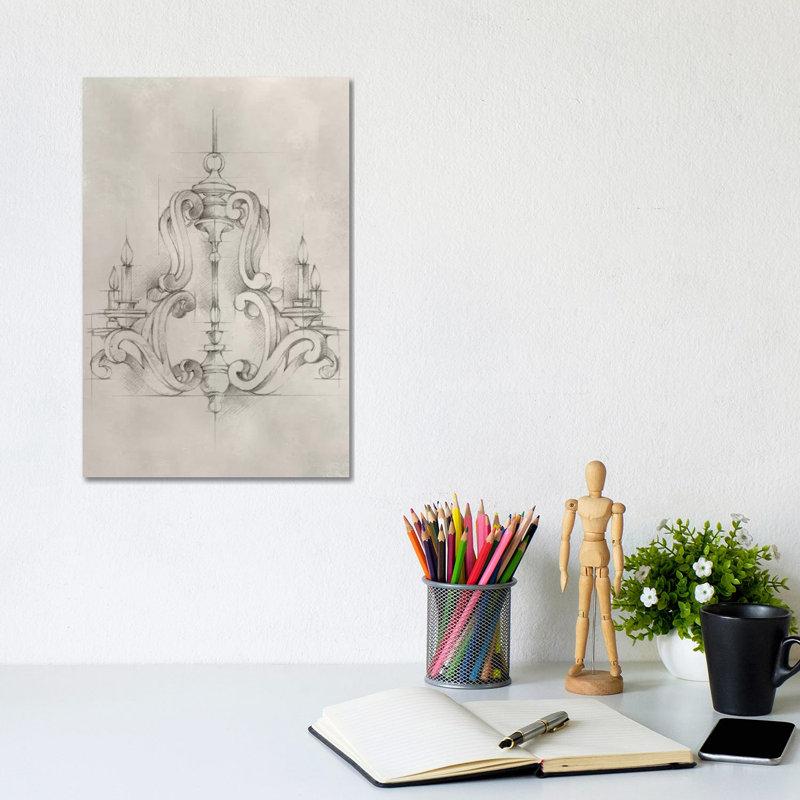 Chandelier Schematic II by Ethan Harper - Wrapped Canvas Gallery-Wrapped Canvas Giclée, 20.32 cm H x 30.48 cm W