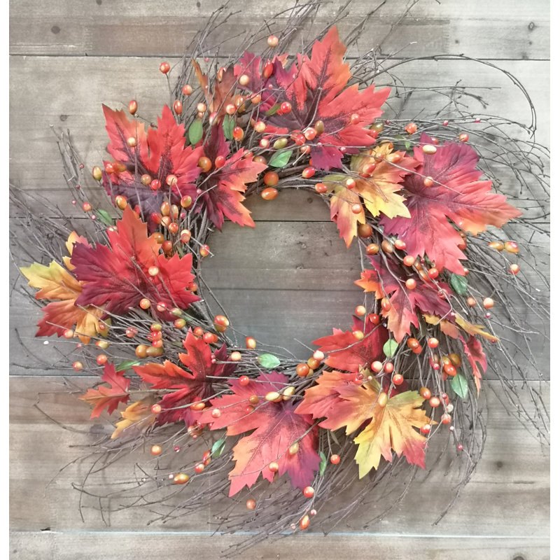 Handcrafted Faux Wreath, 28" H x 28" W x 4" D