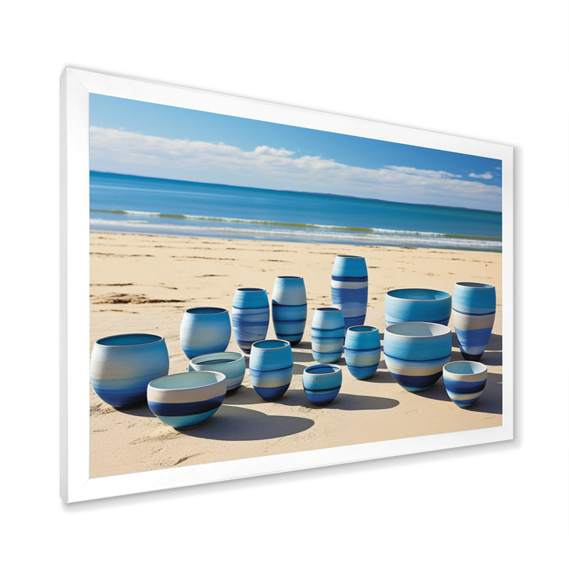 «Coastal Pottery», reproduction sur toile, Cadre simple blanc, H 12 po x l 20 po x P 1 po
