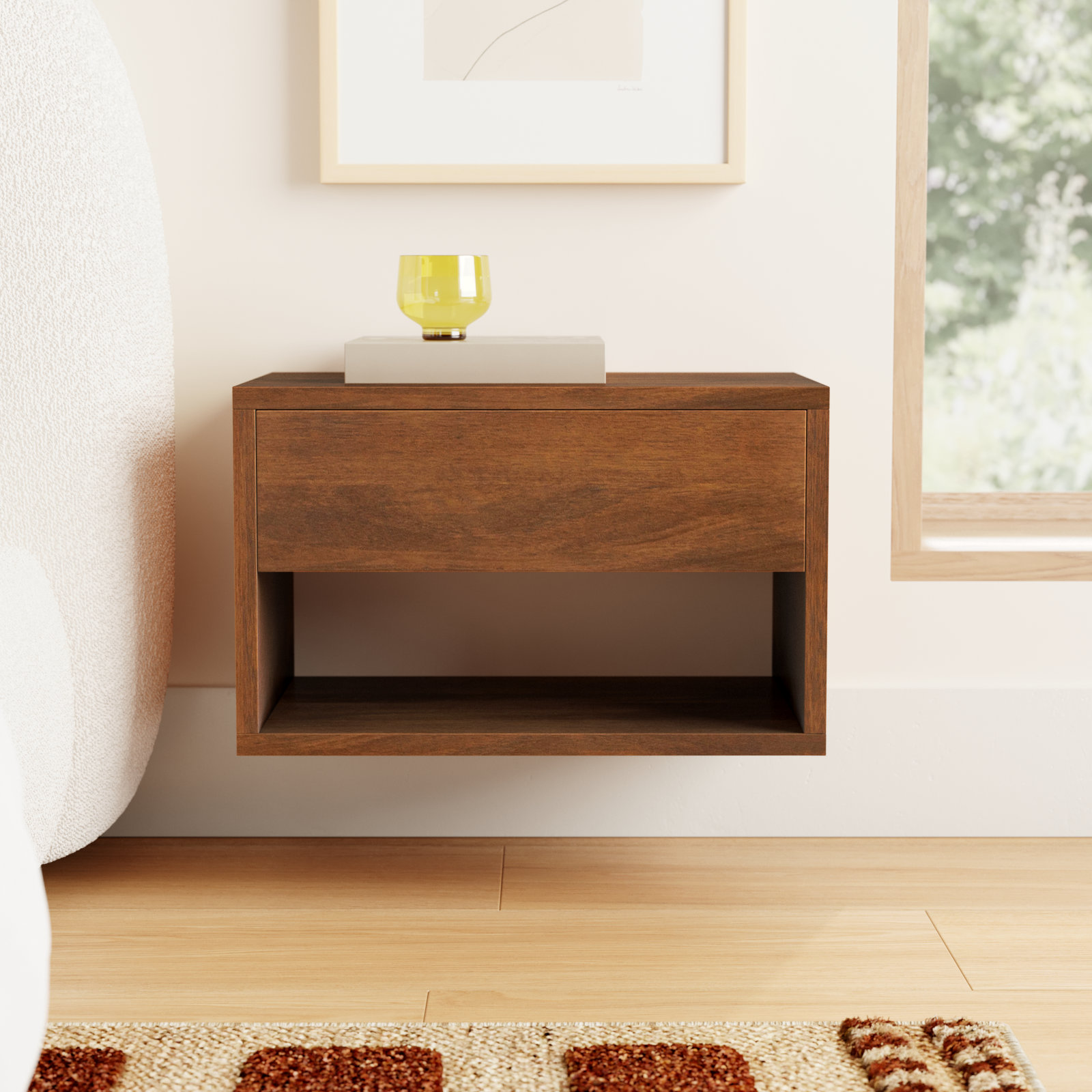 Reni 1 - Drawer Solid Wood Nightstand, Walnut