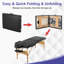 Table de massage 2 sections de lit de tatoo pliable Lit de massage portatif réglable de 73 po avec cadre en bois de polyuréthane, dossier en bois et appui-tête réglables pour les soins du visage