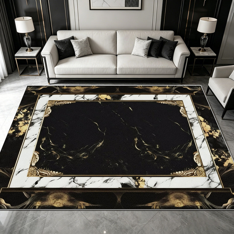 1PC Black and White Checkered area rugs for Living Room, Soft and Comfortable, Suitable for all seasons, easy-to-maintain, machine washable Indoor floor mat, Under Table Farmhouse suitable for dining table, bedroom, kitchen, entryway, home office,