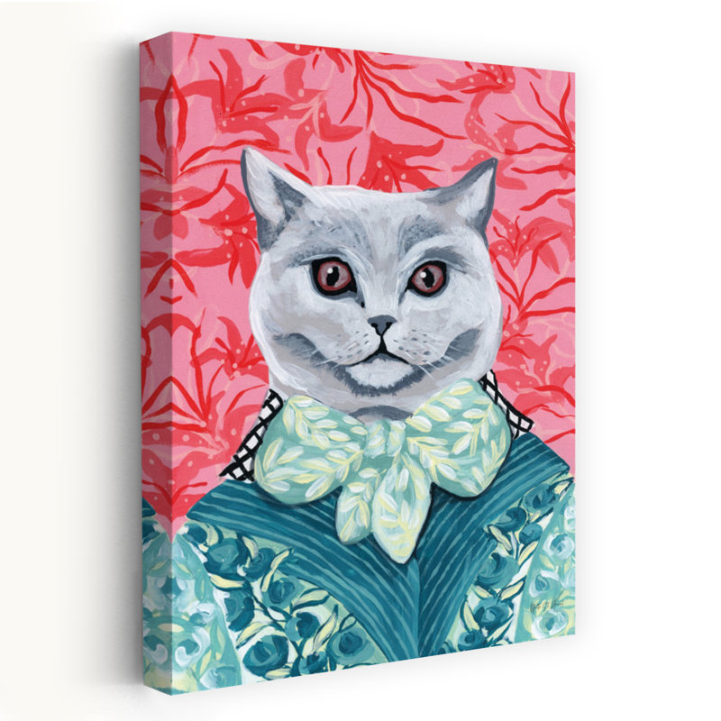 Art contemporain de chat British Shorthair Dapper, H 24 po x l 16 po