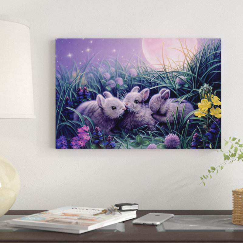 « moon bébés », impression sur toile, H 12 po x l 18 po x P 1,5 po, Toile tendue, Pas de tapis