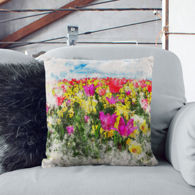 Meadow Of Flowers Square Throw Cushion