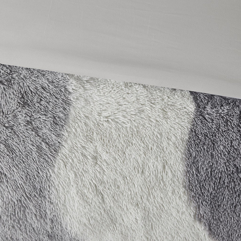 Ensemble d'édredon en fausse fourrure, Grey/White
