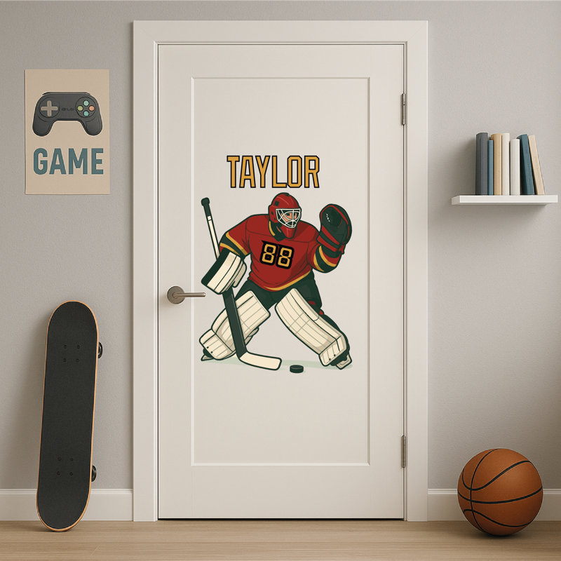 Autocollant mural de hockey personnalisé, H 22 po x l 15 po