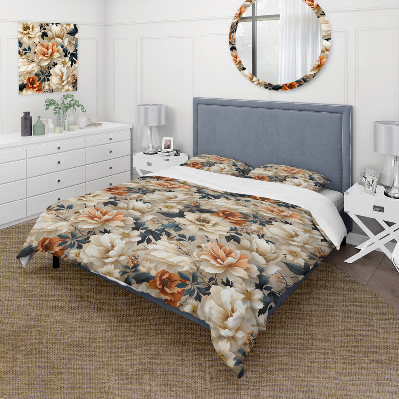 Ensemble de housse de couette en microfibre Serenity Blue / Beige, Housse de couette pour très grand lit et 2 très
