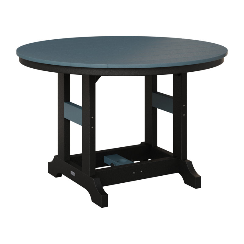 Garden Classic Outdoor Round Bar Table, Slate, Black