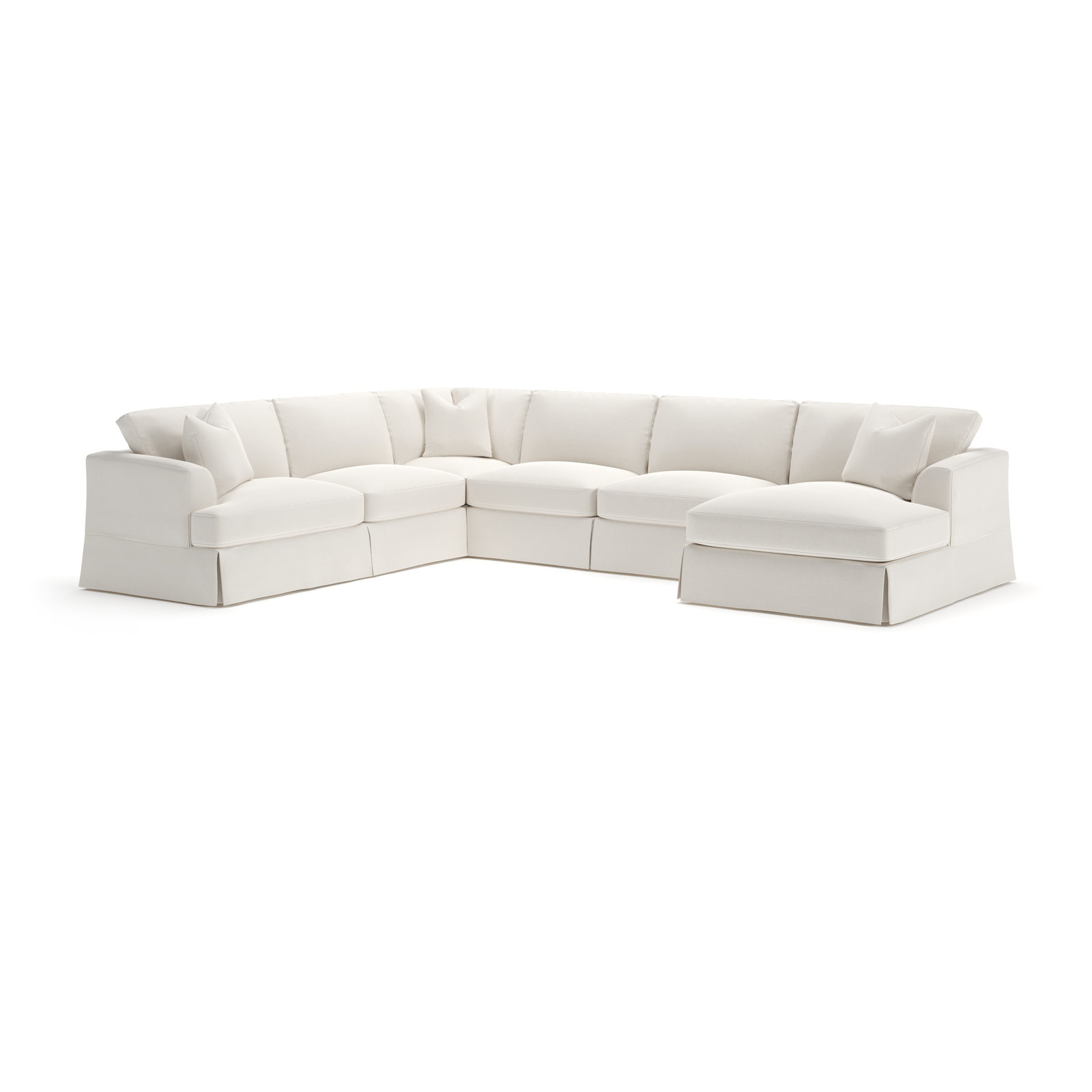 Lucia Chaise Sectional, Right Hand Facing, Lena Off White Performance Linen Blend