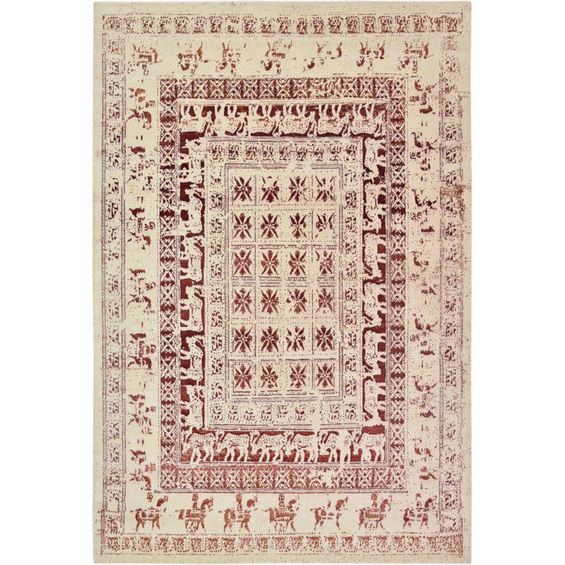 Tapis oriental beige / rouge, Rectangle 5 pi x 8 pi
