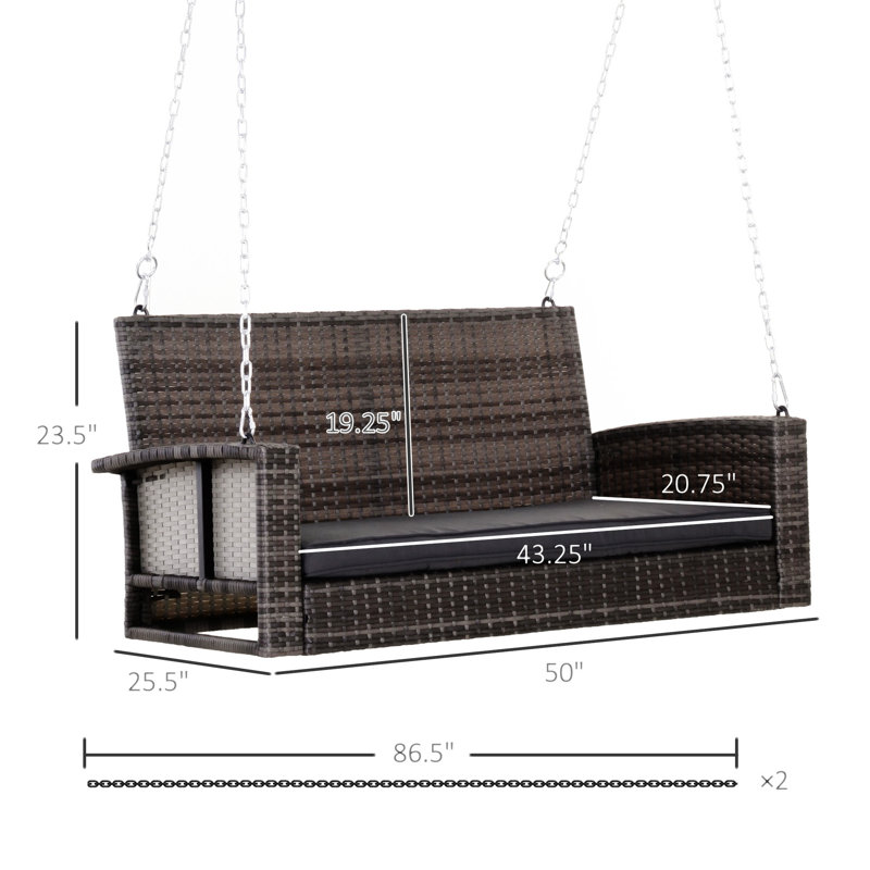 Balancelle suspendue en osier pour 2 personnes Outsunny