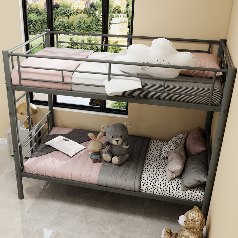 Twin Metal Bunk Bed, Convertible Into Two Separate Beds, Rust - Construction, Non Slip , 350Lbs Weight Limit Bed For And Teens, Size, Function, Steel Bedframe, Secure Stable