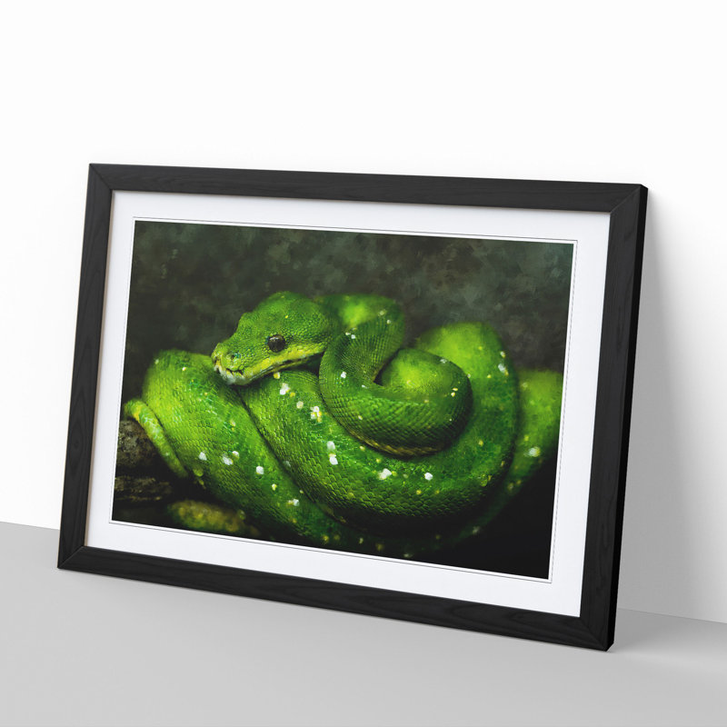 Green Python Snake - Framed Print, Black Framed, 48cm H x 65cm W x 2cm D