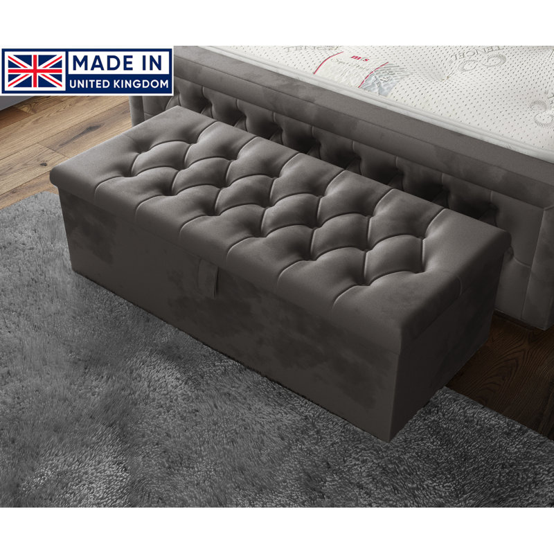 Candace 102cm Wide Tufted Rectangle Storage Ottoman with Hydrolic Arm, Charcoal