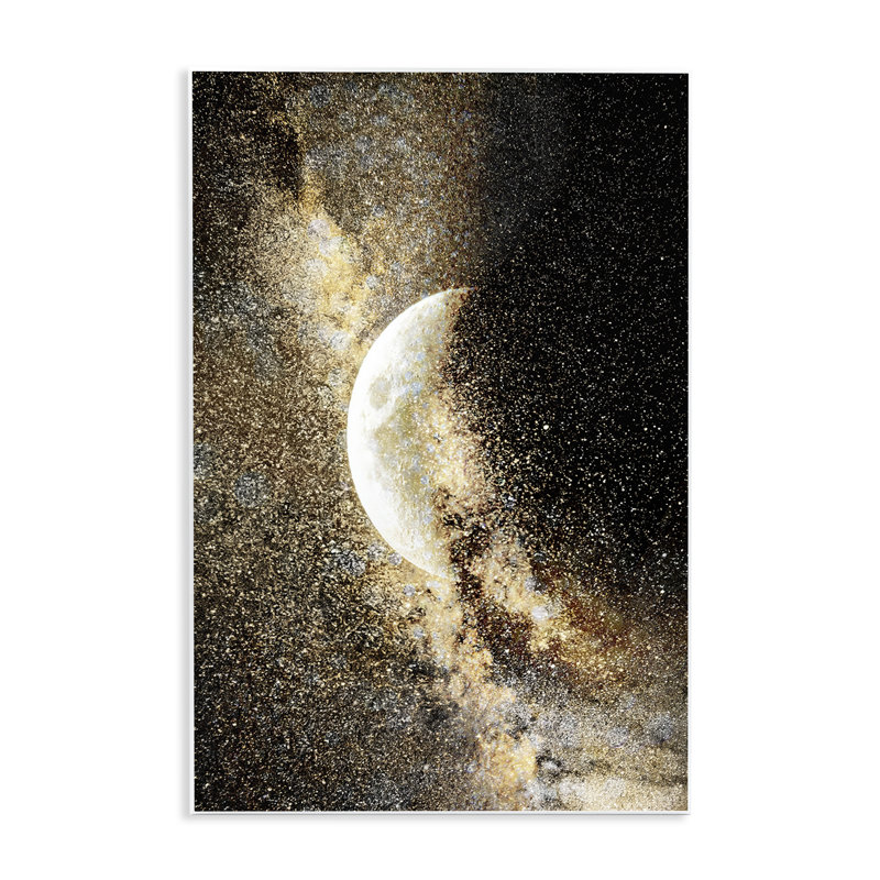 Plaque murale Starry Nebula Crescent Moon, design par Gemma Bardot, H 15 po x l 10 po