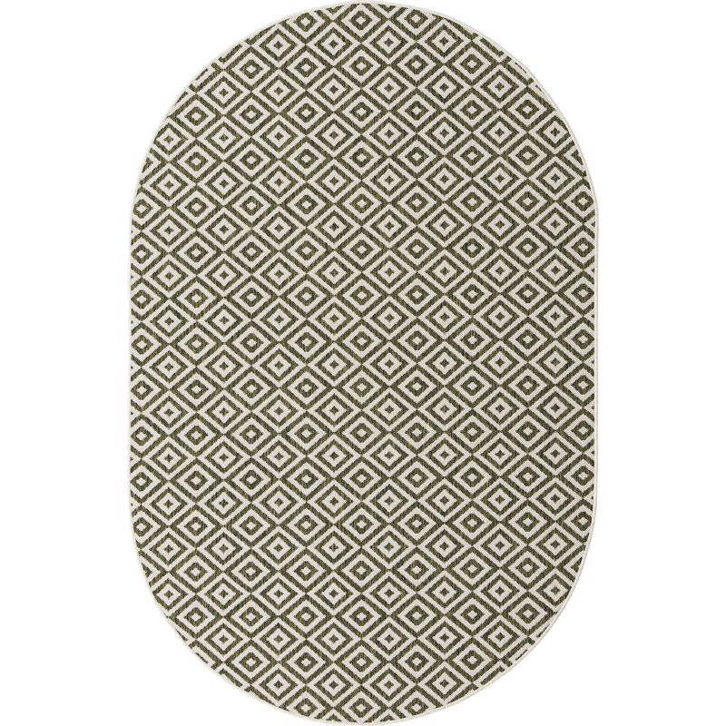 Outdoor Destiny Area Rug Grass Color, Oval 5'3" x 8'
