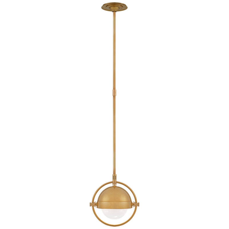 Thomas O'Brien Decca 1 - Light Pendant, 12.5" H x 11.75" W x 11.75" D, Antique Brass