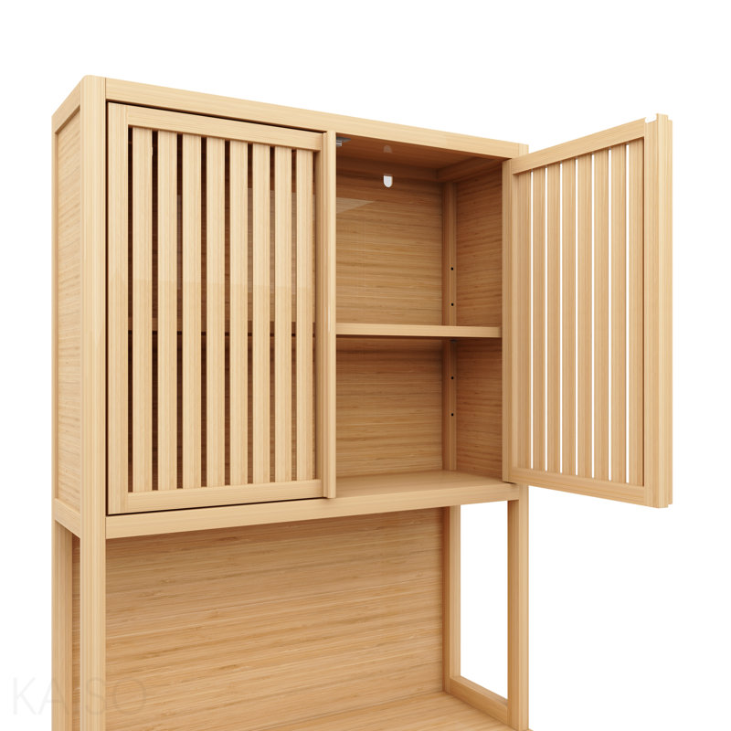Armoire de rangement en bois, bambou, 72 po de hauteur, double porte, grande capacité