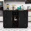 Table de bar à hauteur de comptoir avec abattant pliable et prise encastrée, armoire buffet avec porte-bouteilles-863859729
