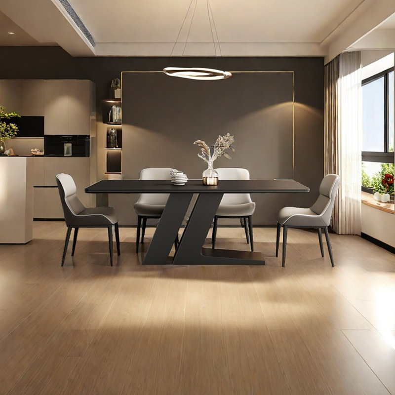 Table de salle à manger en ardoise noire pure, 29.92"H x 59.05"L x 31.49"W
