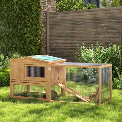 Ludovic Wooden Rabbit Hutch Guinea Pig Hutch House 2 Tier 85 x 24 x 57cm
