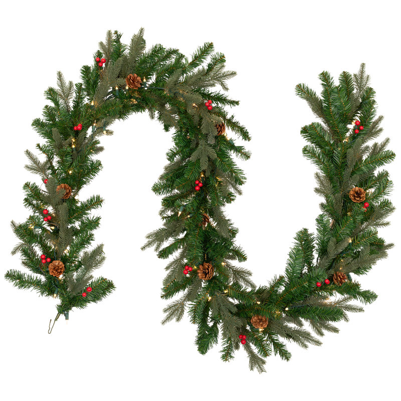 Pre-Lit Mixed Noble Spruce Garland - 9' X 14" - Clear Lights