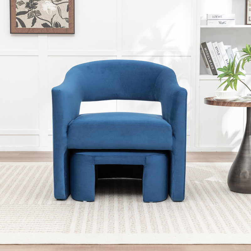Fauteuil demi-tonneau avec repose-pieds Kyah, Marine