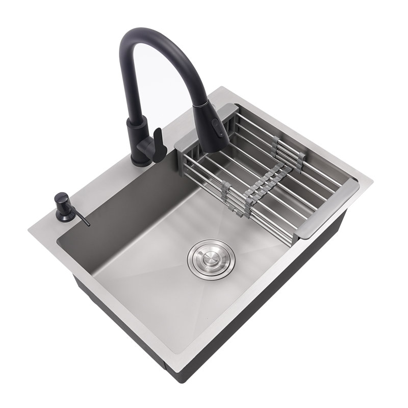 Sarlai 16 -Gauge Stainless Steel 23 in. Single Bowl Undermount Workstation Kitchen Sink Laundry Sink with All Accessories