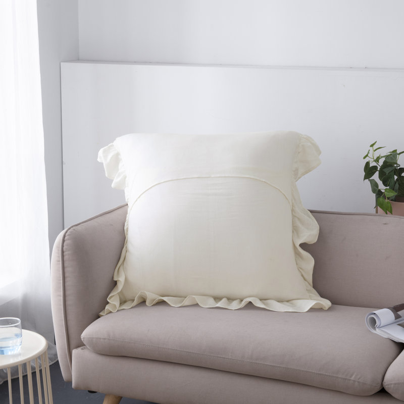  Stone Washed Linen Euro Shams, 26"x26", Beige